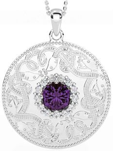 Diamond Alexandrite Silver Celtic Warrior Necklace