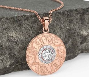 Diamond Rose Gold Silver Celtic Warrior Necklace