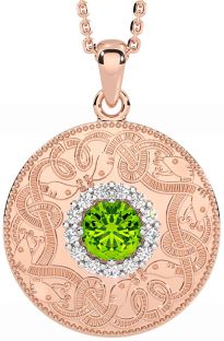 Diamond Peridot Rose Gold Silver Celtic Warrior Necklace