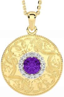 Diamond Amethyst Gold Silver Celtic Warrior Necklace