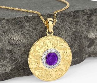Diamond Amethyst Gold Silver Celtic Warrior Necklace