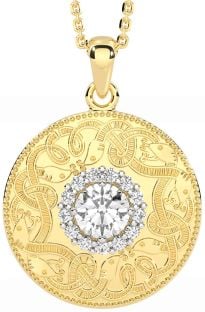 Diamond Gold Silver Celtic Warrior Necklace