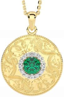 Diamond Emerald Gold Silver Celtic Warrior Necklace