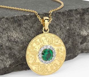 Diamond Emerald Gold Silver Celtic Warrior Necklace