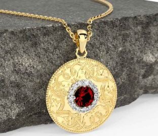 Diamante Granate Oro Plata céltico Guerrero Collar