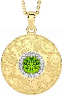 Diamond Peridot Gold Silver Celtic Warrior Necklace