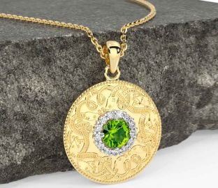 Diamante Peridoto Oro Plata céltico Guerrero Collar