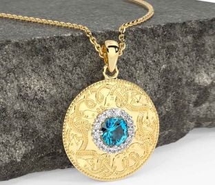 Diamond Topaz Gold Silver Celtic Warrior Necklace