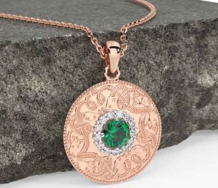 Diamante Smeraldo Rosa Oro celtico Guerriero Collana