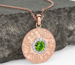 Diamante Peridoto Rosa Oro celtico Guerriero Collana