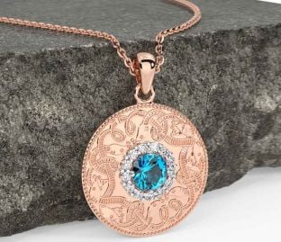 Diamond Topaz Rose Gold Celtic Warrior Necklace