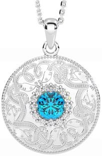 Diamond Topaz Silver Celtic Warrior Necklace