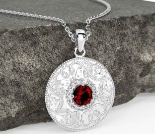 Diamante Granate Blanco Oro céltico Guerrero Collar