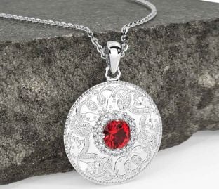 Diamant Rubin Hvit Gull Celtic kriger Halskjede