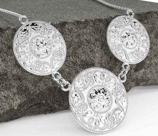 White Gold Celtic Warrior Necklace