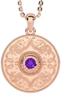 Amethyst Rose Gold Silver Celtic Warrior Necklace