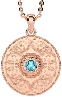 Aquamarine Rose Gold Silver Celtic Warrior Necklace