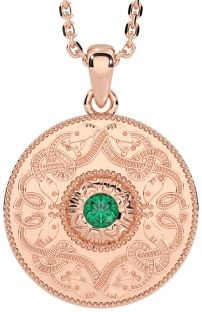 Emerald Rose Gold Silver Celtic Warrior Necklace