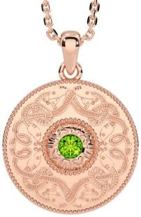 Peridot Rose Gold Silver Celtic Warrior Necklace