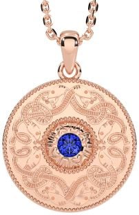 Sapphire Rose Gold Silver Celtic Warrior Necklace