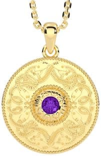 Amethyst Gold Silver Celtic Warrior Necklace