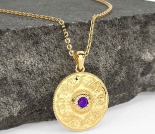 Amethyst Gold Silver Celtic Warrior Necklace