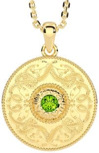 Peridot Gold Silver Celtic Warrior Necklace