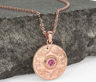 Pink Tourmaline Rose Gold Celtic Warrior Necklace