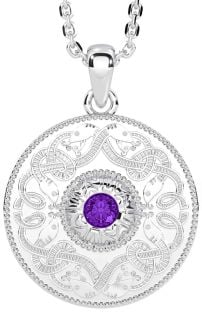 Amethyst Silver Celtic Warrior Necklace