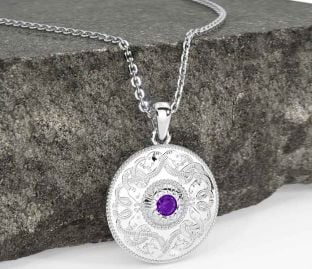 Amethyst Silver Celtic Warrior Necklace