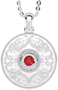 Ruby Silver Celtic Warrior Necklace