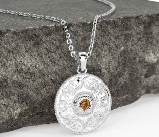 Citrine White Gold Celtic Warrior Necklace