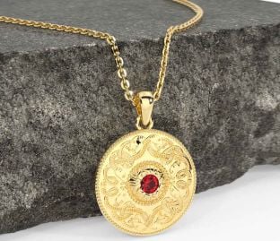 Ruby Gold Celtic Warrior Necklace