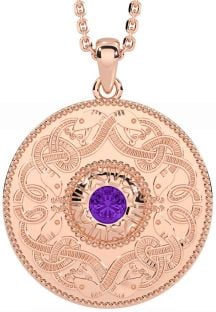 Amethyst Rose Gold Silver Celtic Warrior Necklace