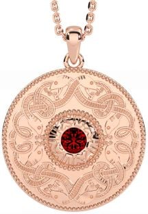 Garnet Rose Gold Silver Celtic Warrior Necklace