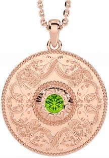 Peridot Rose Gold Silver Celtic Warrior Necklace