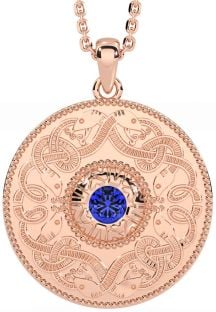 Sapphire Rose Gold Silver Celtic Warrior Necklace