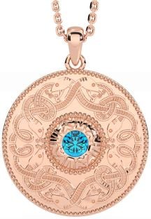 Topaz Rose Gold Silver Celtic Warrior Necklace