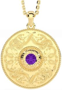 Amethyst Gold Silver Celtic Warrior Necklace