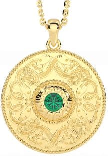 Emerald Gold Silver Celtic Warrior Necklace