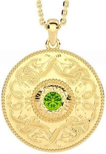 Peridot Gold Silver Celtic Warrior Necklace