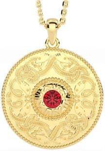 Ruby Gold Silver Celtic Warrior Necklace