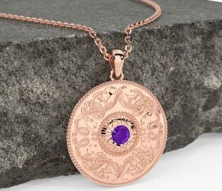 Amethyst Rose Gold Celtic Warrior Necklace