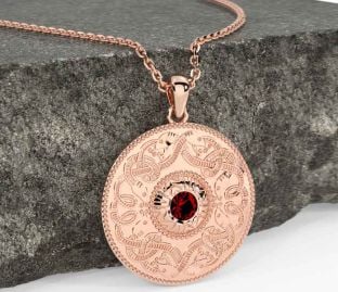 Garnet Rose Gold Celtic Warrior Necklace