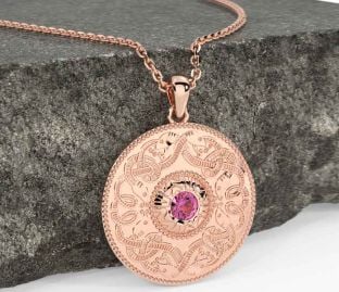 Pink Tourmaline Rose Gold Celtic Warrior Necklace