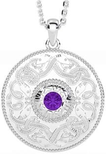 Amethyst Silver Celtic Warrior Necklace