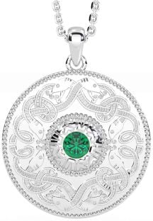 Emerald Silver Celtic Warrior Necklace