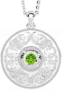 Peridot Silver Celtic Warrior Necklace