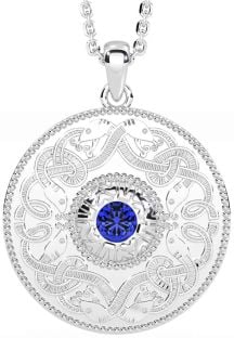 Sapphire Silver Celtic Warrior Necklace