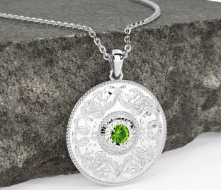 Peridot Hvit Gull Celtic kriger Halskjede